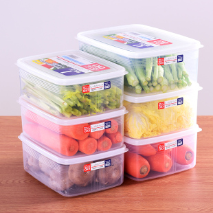冰箱水果收纳盒密封盒长方形微波炉饭盒子 日本进口塑料保鲜盒套装