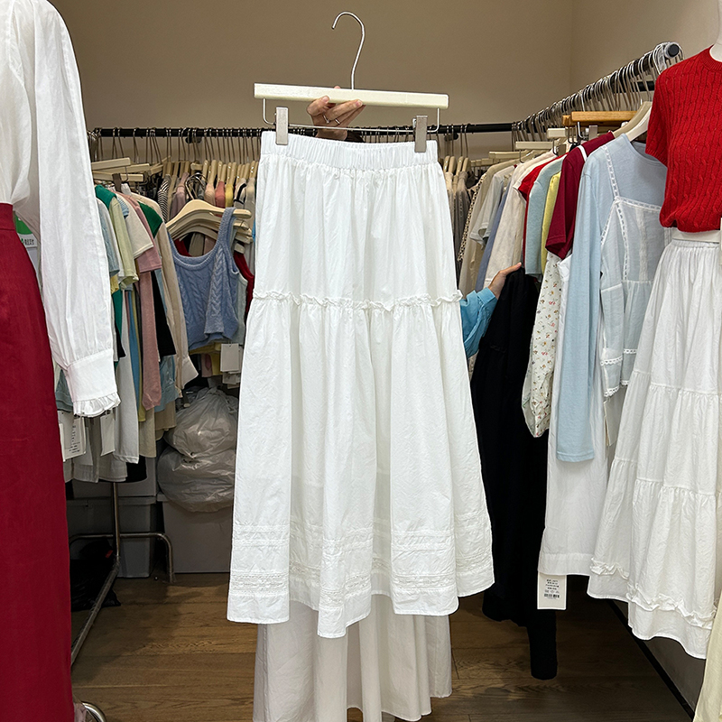 十三行女装 法式 垂感白色半身裙长款 小白裙气质a字裙长裙 2024夏款