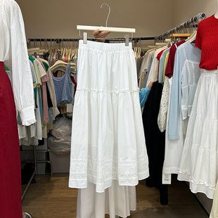 垂感白色半身裙长款 小白裙气质a字裙长裙 2024夏款 法式 十三行女装