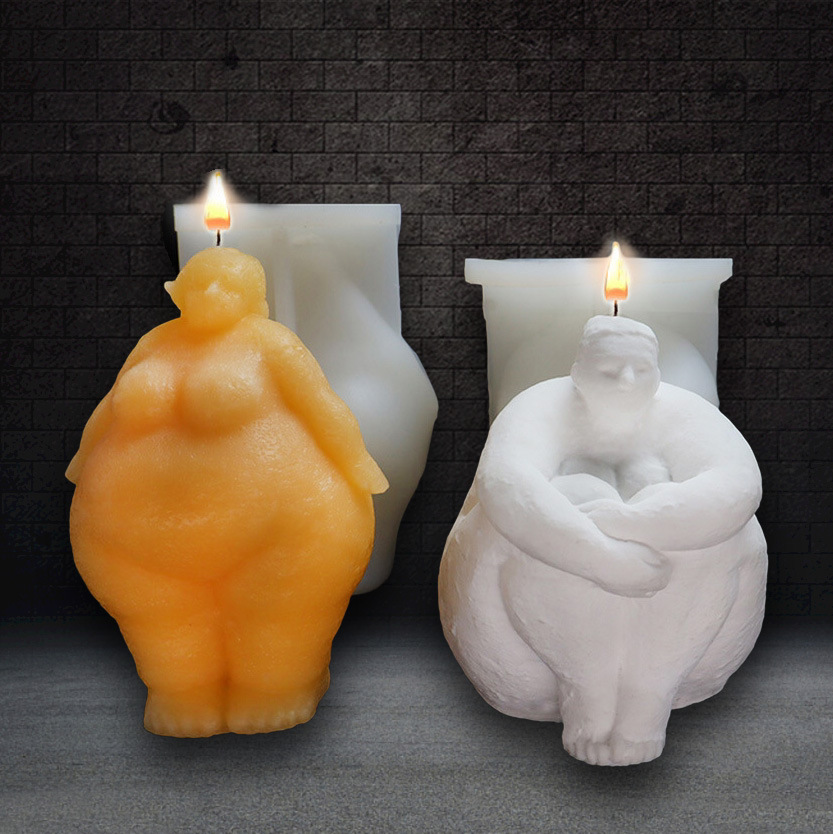 粗身胖女人物摆件 跨境北欧抽象人体硅胶模具创意diy香薰蜡烛制作