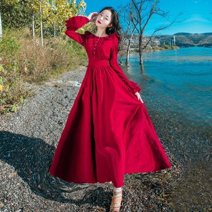 裙子度假衣服 沙漠长裙青海湖大理西藏旅游裙子茶卡盐湖拍照很仙