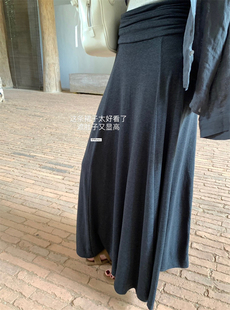 METWO 新款 灰色显瘦纸片人半身裙女夏季 高腰垂感a字长裙裙 08265
