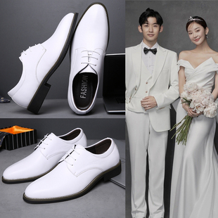 伴郎 冬天英伦商务休闲皮鞋 青年男士 西装 韩版 2022新郎结婚礼小白鞋