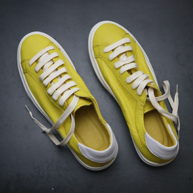 日系男鞋 好品质街头嘻哈板鞋 男 子黄色休闲鞋 男士 球鞋 做旧复古潮鞋