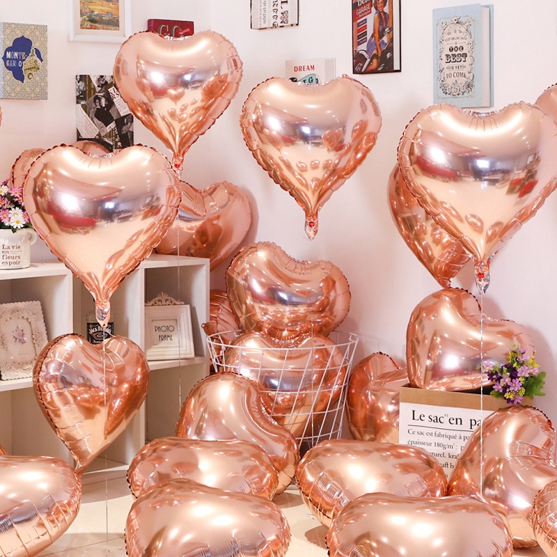 饰 铝膜气球爱心花束粉红色飘空订婚房浪漫布置结求婚生日心形装