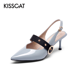 牛皮尖头浅口皮带扣高跟时装 凉鞋 女KA21100 接吻猫夏季 KISSCAT