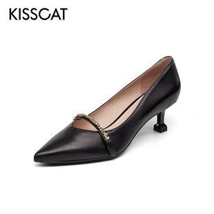 晚宴链饰尖头细高跟通勤单鞋 KISS 女鞋 CAT KA21501 接吻猫时尚