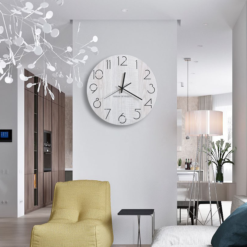 挂钟艺术客厅时钟创意现代简约静音圆形挂表壁钟家用木质大气钟表
