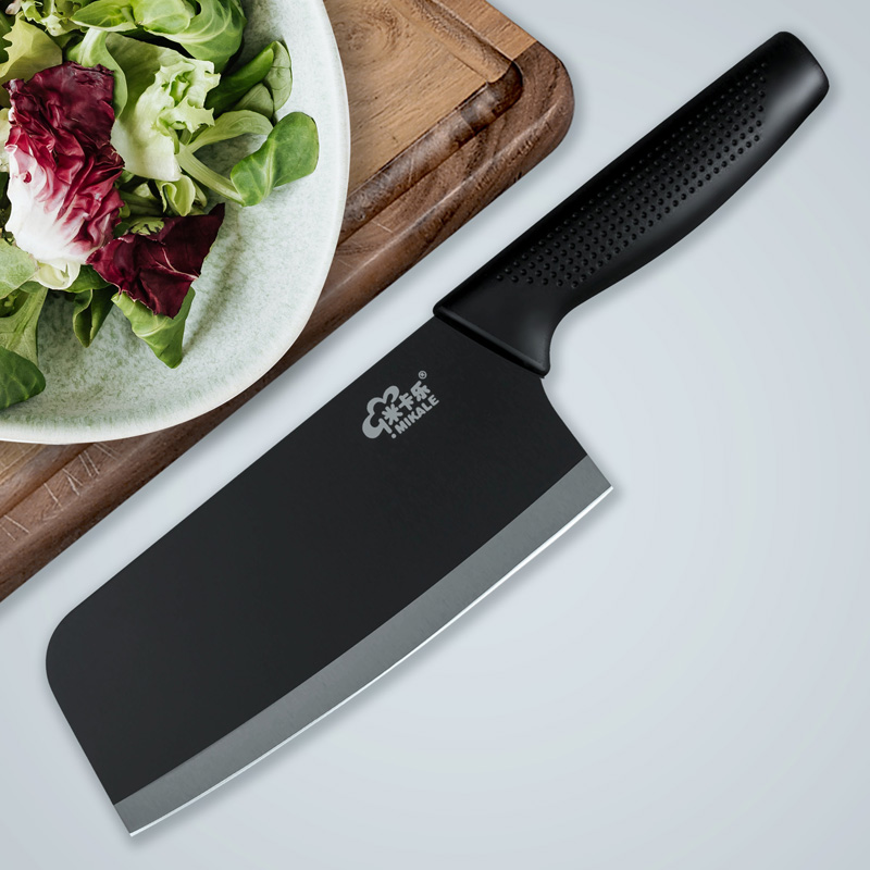 黑刃不锈钢切片菜刀厨师刀小菜刀家用切菜刀切肉片蔬水果厨房刀具