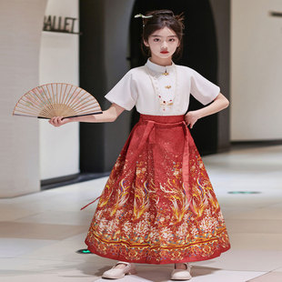 汉服儿童唐装 春夏 套装 2024新款 马面裙女童中国风古装 超仙女孩中式