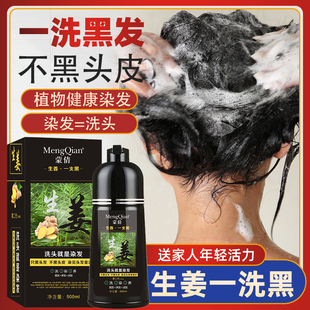 洗发水染发剂膏女自己在家染 一洗黑一支黑清水纯自然黑色植物正品