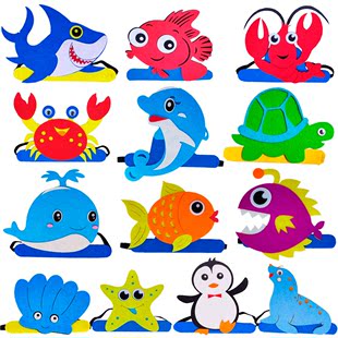 海洋动物头饰卡通帽子鲸鱼龙虾小鱼海豚海豹头套幼儿园表演出道具