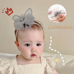2022年公主蕾丝立体可爱耳朵女宝宝头饰儿童发饰婴儿发带百日周岁