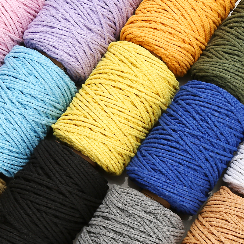 4毫米彩色棉线diy手工编织绳编织线挂毯壁毯材料包绳子棉绳编绳