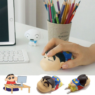 电脑游戏办公卡通滑鼠标 韩国蜡笔小新立体造型无线鼠标笔记本台式