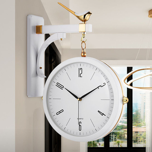 创意现代两 家用个性 定制静音双面钟表挂钟石英钟客厅简约时钟时尚