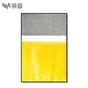 饰画样板房挂画 饰三连画现代玄关抽象装 黄色抽象客厅沙发背景墙装
