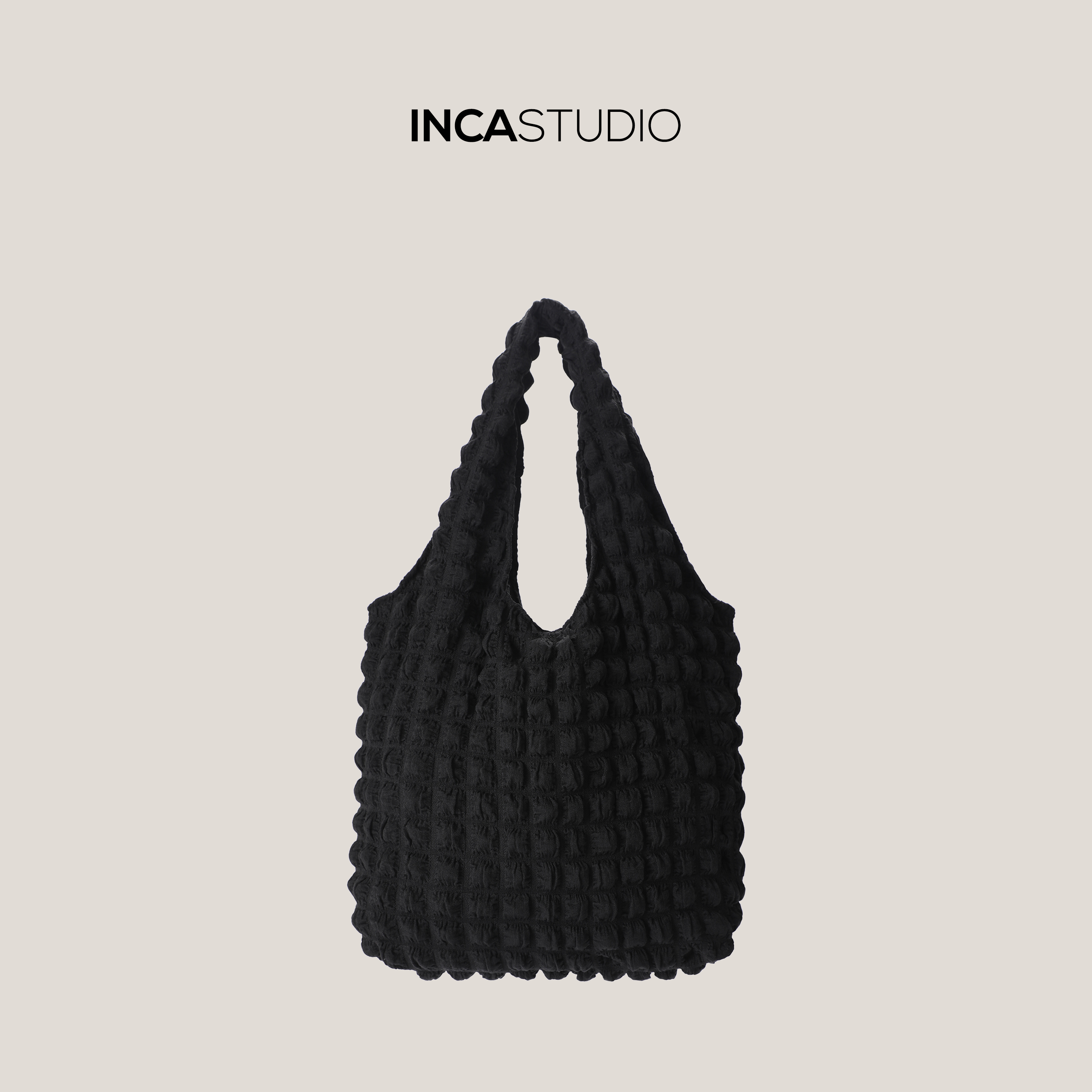 INCA小众设计立体泡泡布包女单肩大容量购物袋托特包ins2022新款