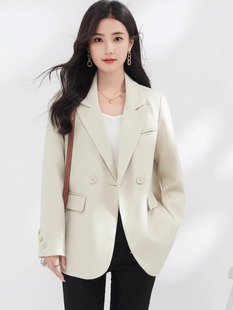 米白色小西装 外套女2024春秋新款 宽松显瘦气质高级感西服上衣 韩版