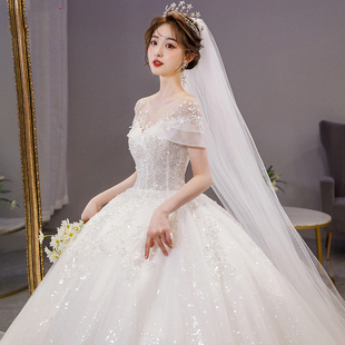 复古 新娘结婚主纱出门礼服气质奢华高级质感重工法式 婚纱2023新款