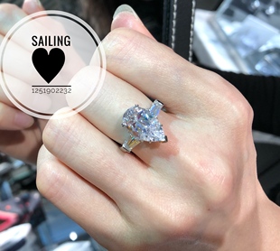 人造钻石戒指 london 4克拉水滴形 k白金 英国carat 香港专柜代购