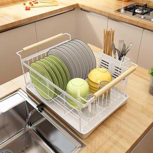 厨房碗碟置物架不锈钢台面晾放碗筷收纳洗碗池刀架沥水篮滤水碗架