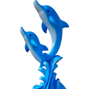 饰 新海豚雕塑摆件户外玻璃钢卡通动物园林景观落地定制海洋创意装