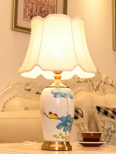 新中式 卧室台灯 饰灯温馨浪漫卧室床头灯 结婚陶瓷家用书房客厅装