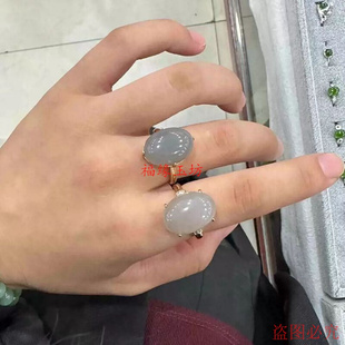 天然玉石和田玉戒指蛋面玉戒指镶嵌戒指玉石活口圈口可调节
