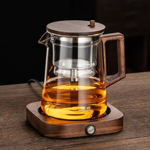 飘逸杯泡茶壶全玻璃内胆胡桃木加厚茶水分离过滤泡茶杯家用茶具器