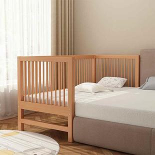 轩嘉家居定制实木床儿童床拼接大床带护栏加宽床婴儿宝宝床边小床