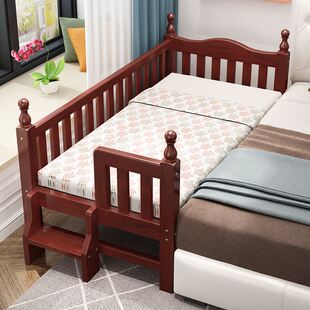 榉木拼接床儿童床婴儿床加宽床定制床延边拼床小孩床实木小床
