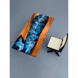 南美胡桃木环氧树脂河流桌实木大板茶桌原木餐桌茶台1米8创意 新款