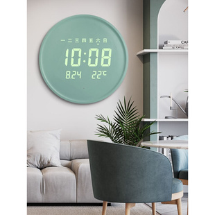 智能钟表挂钟客厅卧室静音万年历电子时钟挂墙数字显示日期带温度