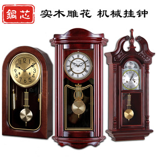 座钟 复古实木挂钟客厅纯铜机芯大气老式 机械钟表大号豪华摆钟欧式