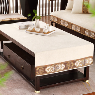 桌布家用客厅边柜长条盖布桌布茶几桌垫禅意茶几台茶席垫布 新中式