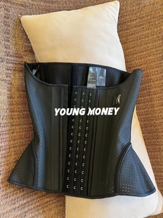 YoungMoney粉色束腰带收胯收副乳托胸产后收腹YM运动腰封透气夏薄