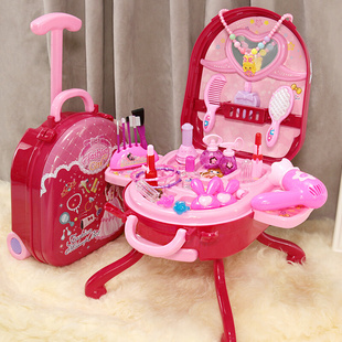 无 女童宝宝女孩子儿童化妆盒品台玩具礼物公主行李拉杆箱套装 新品