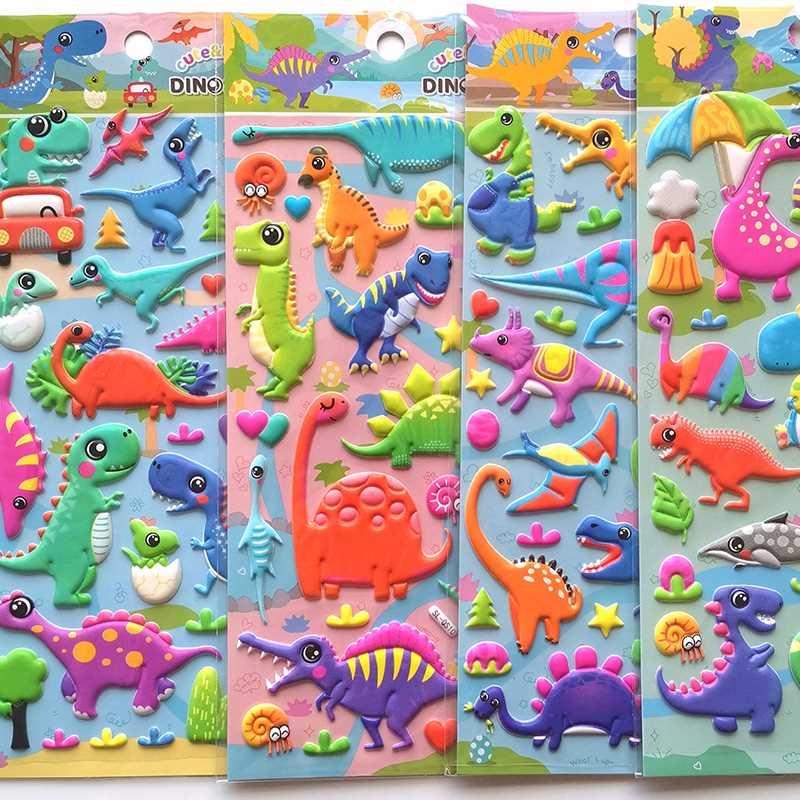 可爱恐龙贴纸防水3d儿童奖励贴画男孩霸王龙粘贴纸小动物泡泡帖