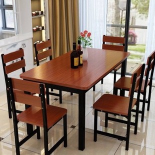 商用家用快餐桌椅组合桌子4人6小户型长方形饭店一桌四椅现代简约