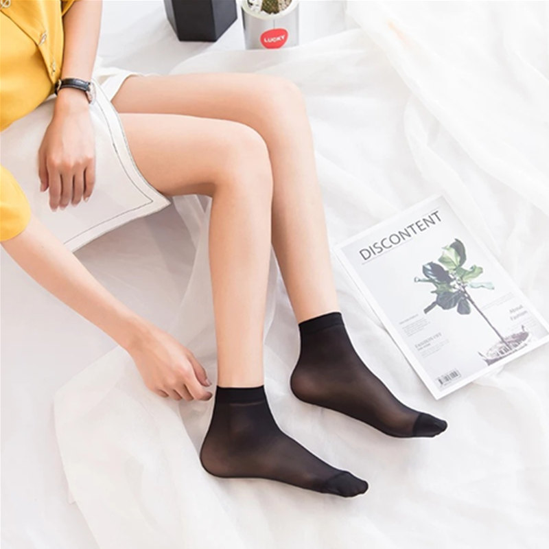 超薄肉色丝袜纯色防勾丝水晶短筒袜透明耐磨隐形女士咖啡袜子 夏季