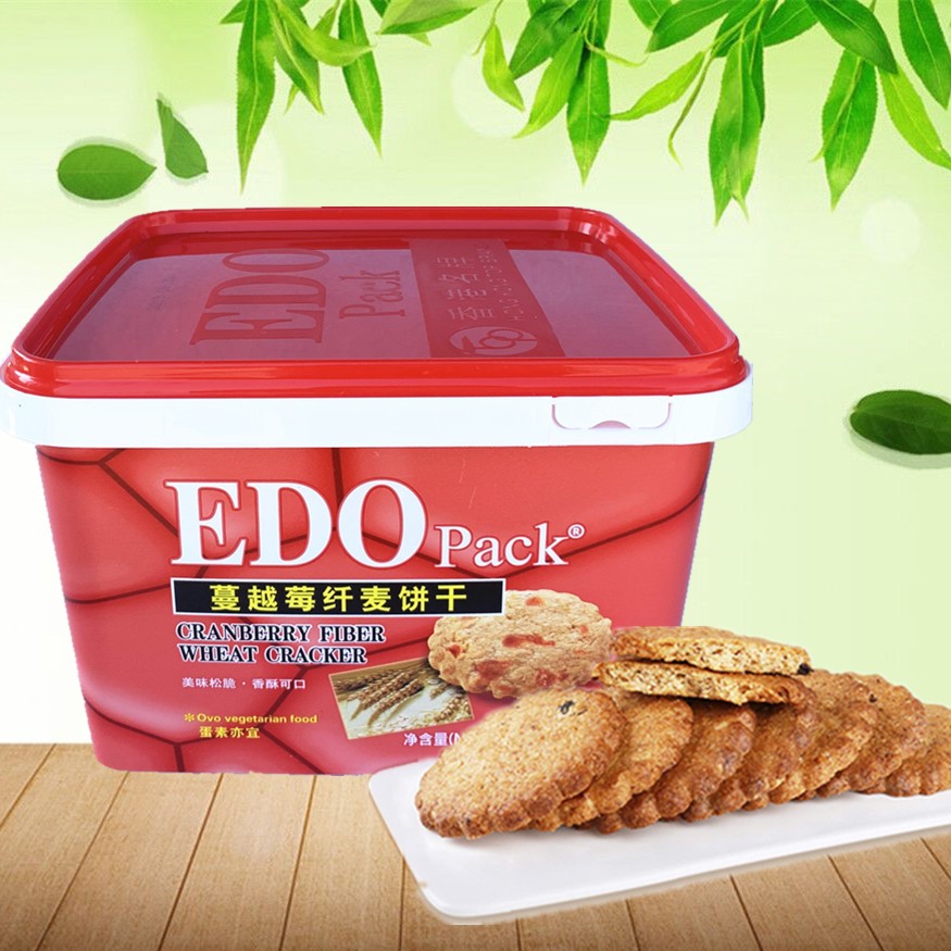 蔓越莓纤麦酥性饼干办公零食品年货礼盒600g罐 Pack蓝莓提子 EDO