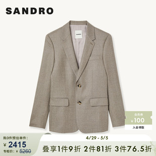 SANDRO Outlet男装 上衣SHPVE00393 商务剪裁对称口袋设计挺阔西装