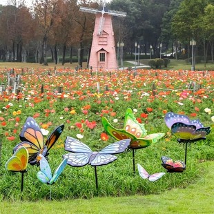饰 户外仿真蝴蝶雕塑摆件发光蝴蝶模型公园景区庭院草坪花海花园装