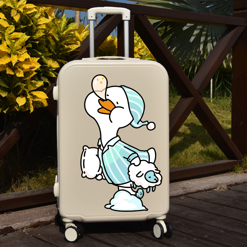 旅行箱拉杆箱墙壁冰箱贴画防水 饰贴纸个性 卡通可爱鸭子行李箱装