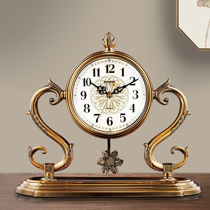 座钟客厅家用台式 钟表中式 钟表高端台钟 复古时钟摆件桌面摆台式