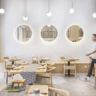 原木甜品奶茶咖啡店桌子商用寿司日料店椅子实木汉堡快餐桌椅组合