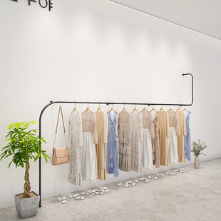 新款 货架落地式 店挂衣架上墙创意不锈钢拉丝银色展示架女装 陈 服装