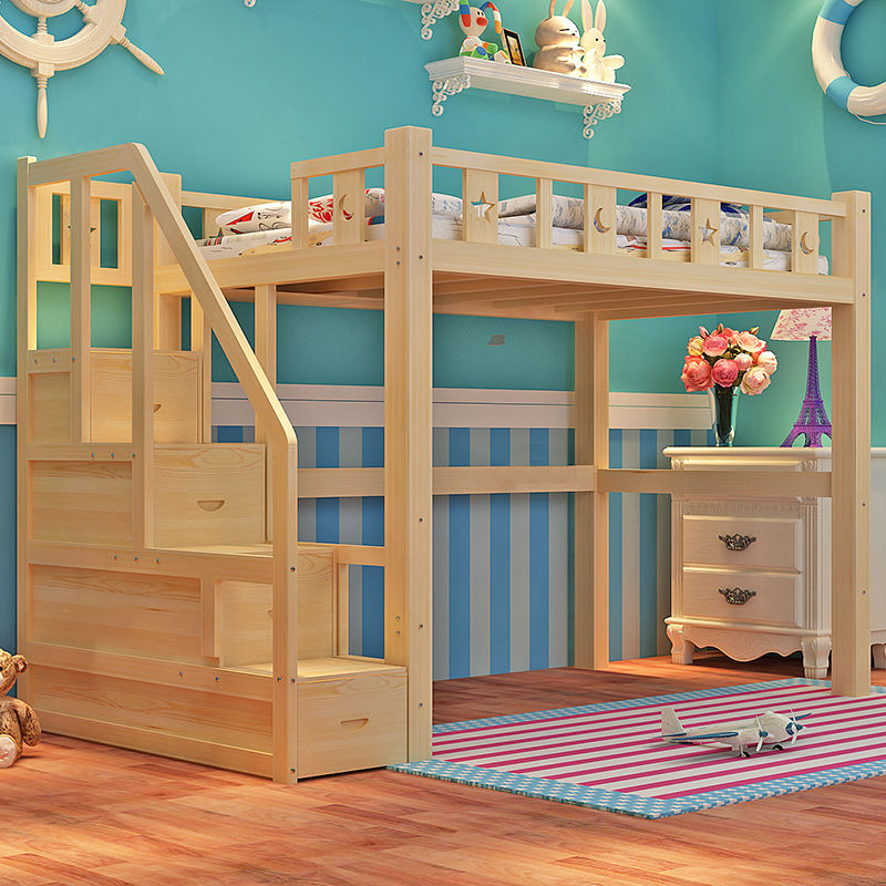 新款 木业子母床实木上下床小户型交错式 带书桌家用儿童上下铺床款