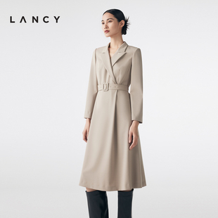 长袖 LANCY 连衣裙气质高级职业OL裙子女 修身 朗姿春季 收腰西装 新款